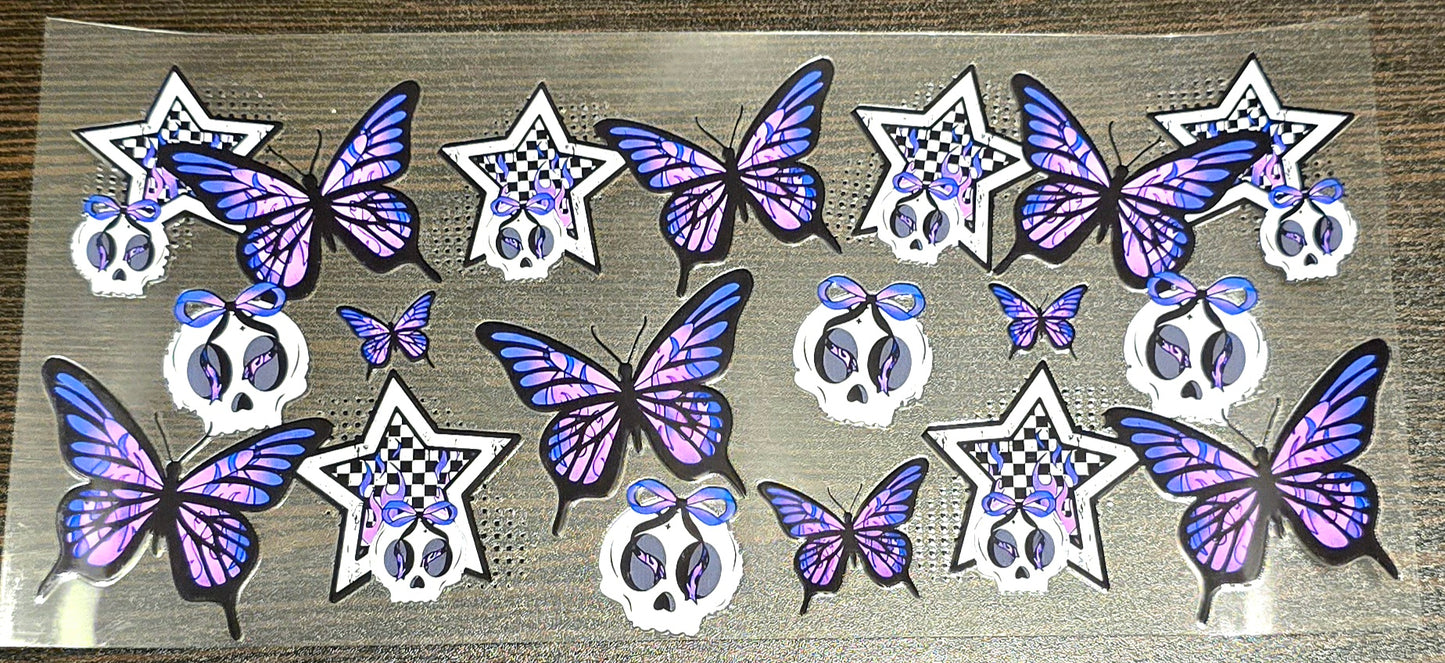 #125., Purple Butterflies & Skulls