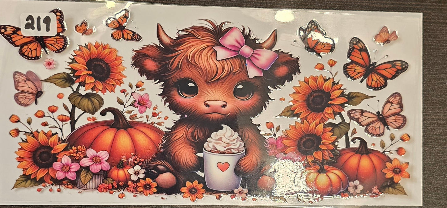 #219 Baby Highland with flowers and pumpkins