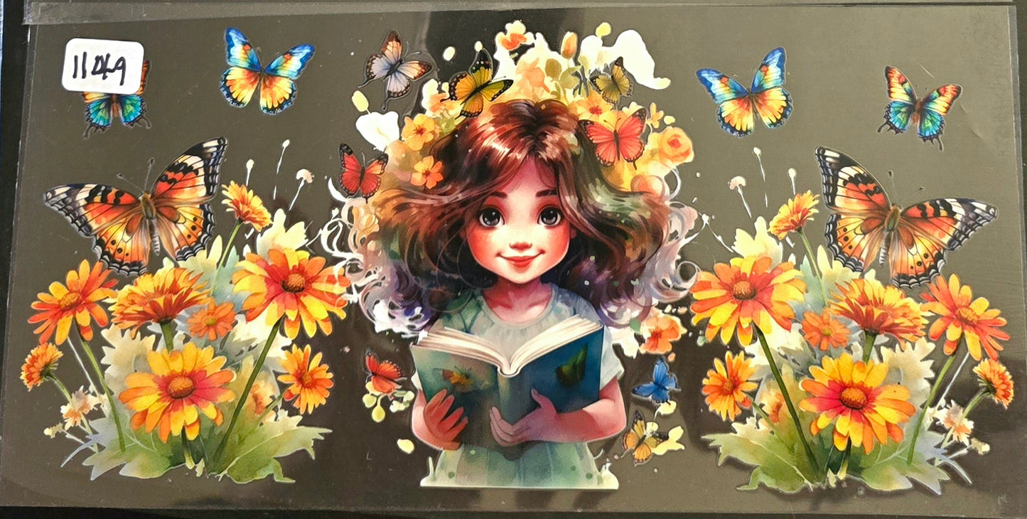 #1149 Girl with Book and Butterflies