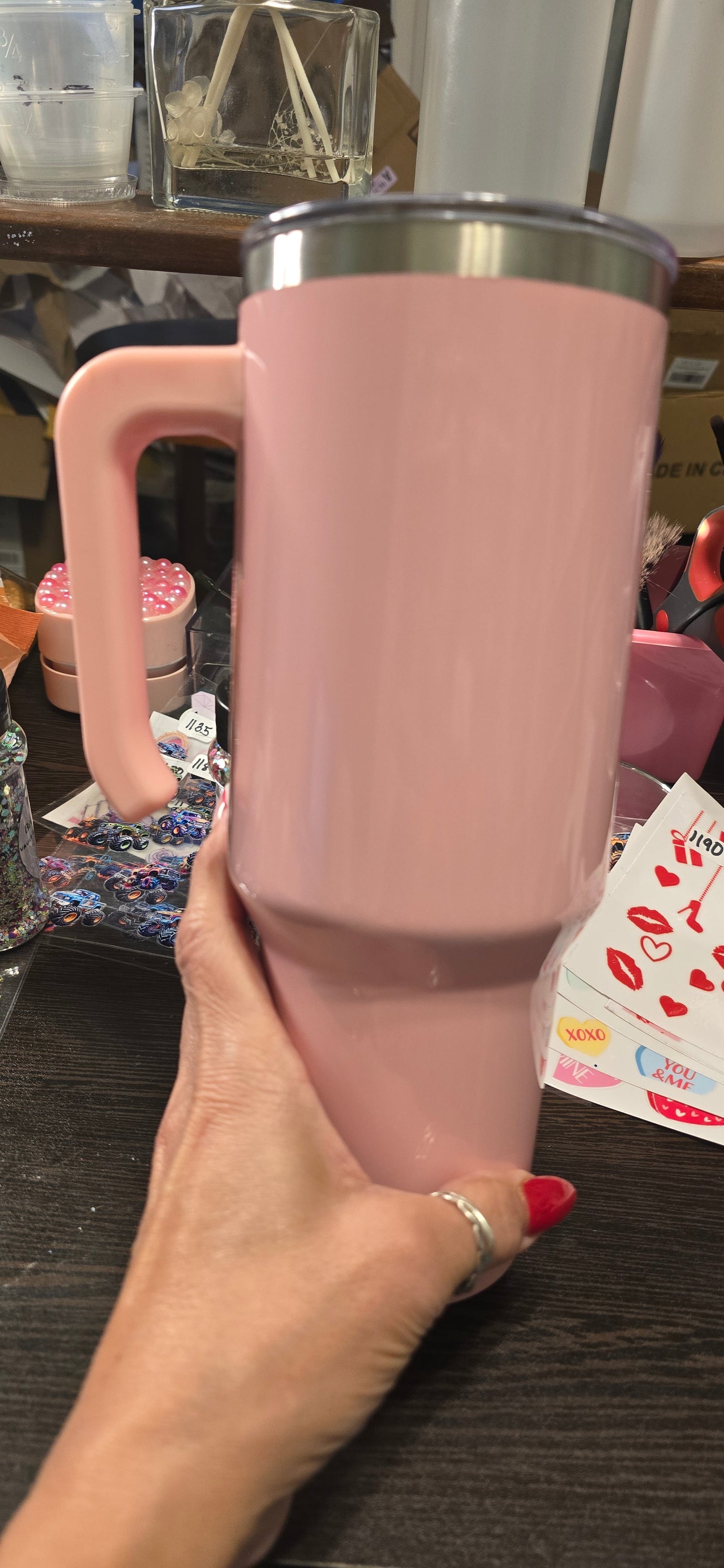 40 oz. Blush pink stainless steel tumbler