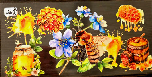 #1262 Bees with honey and flowers