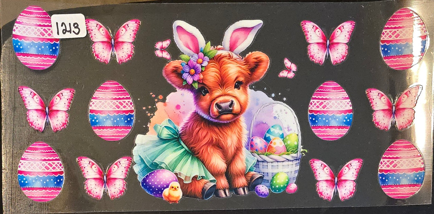 #1213 Highland Cow with Easter eggs