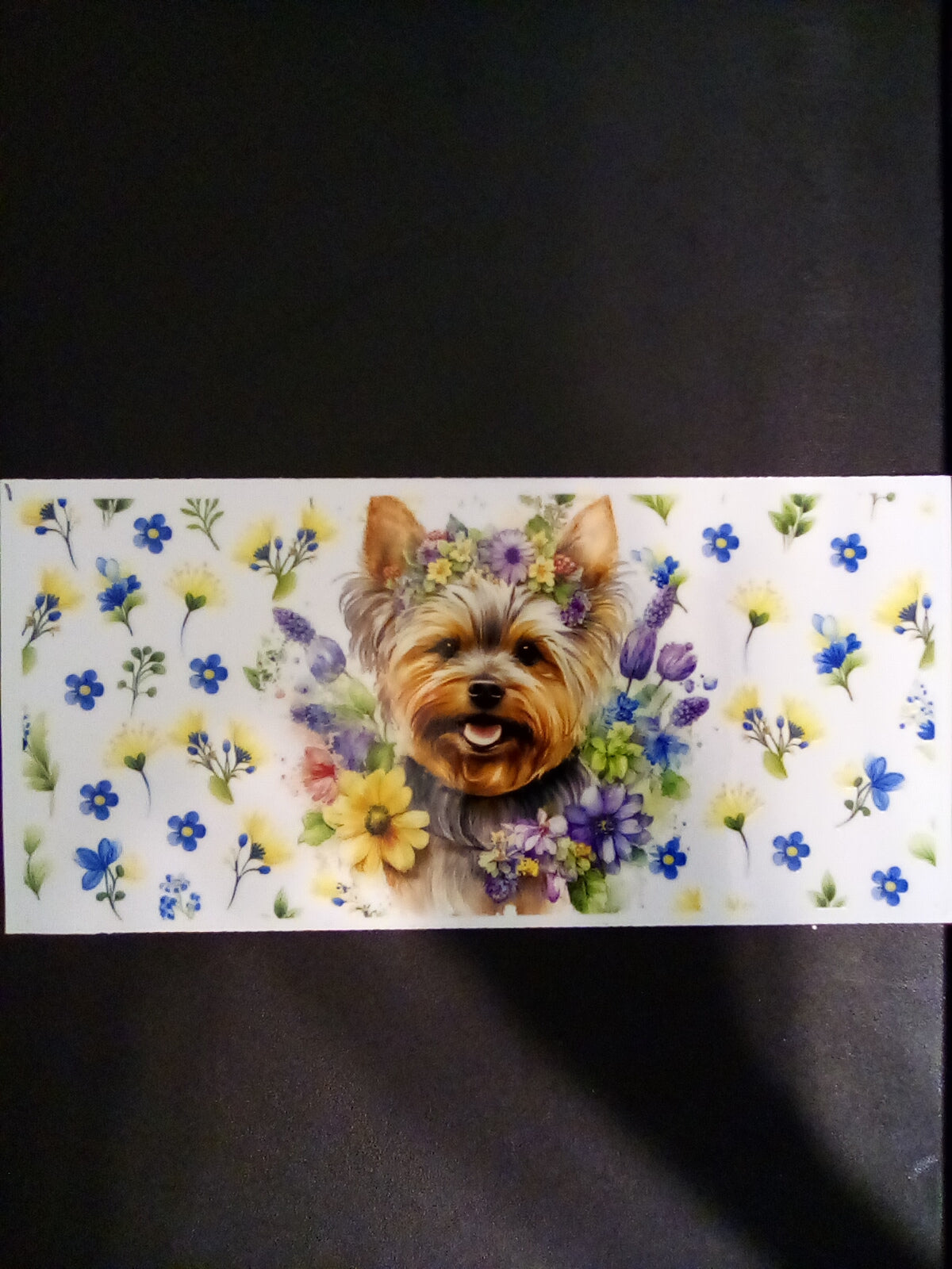 Yorkie with flowers