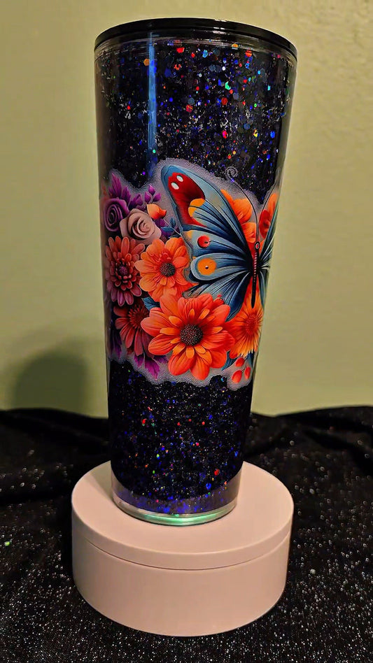 BOGO 50% OFF  Pre-Made Multi-color Butterfly snow-globe Acrylic cup