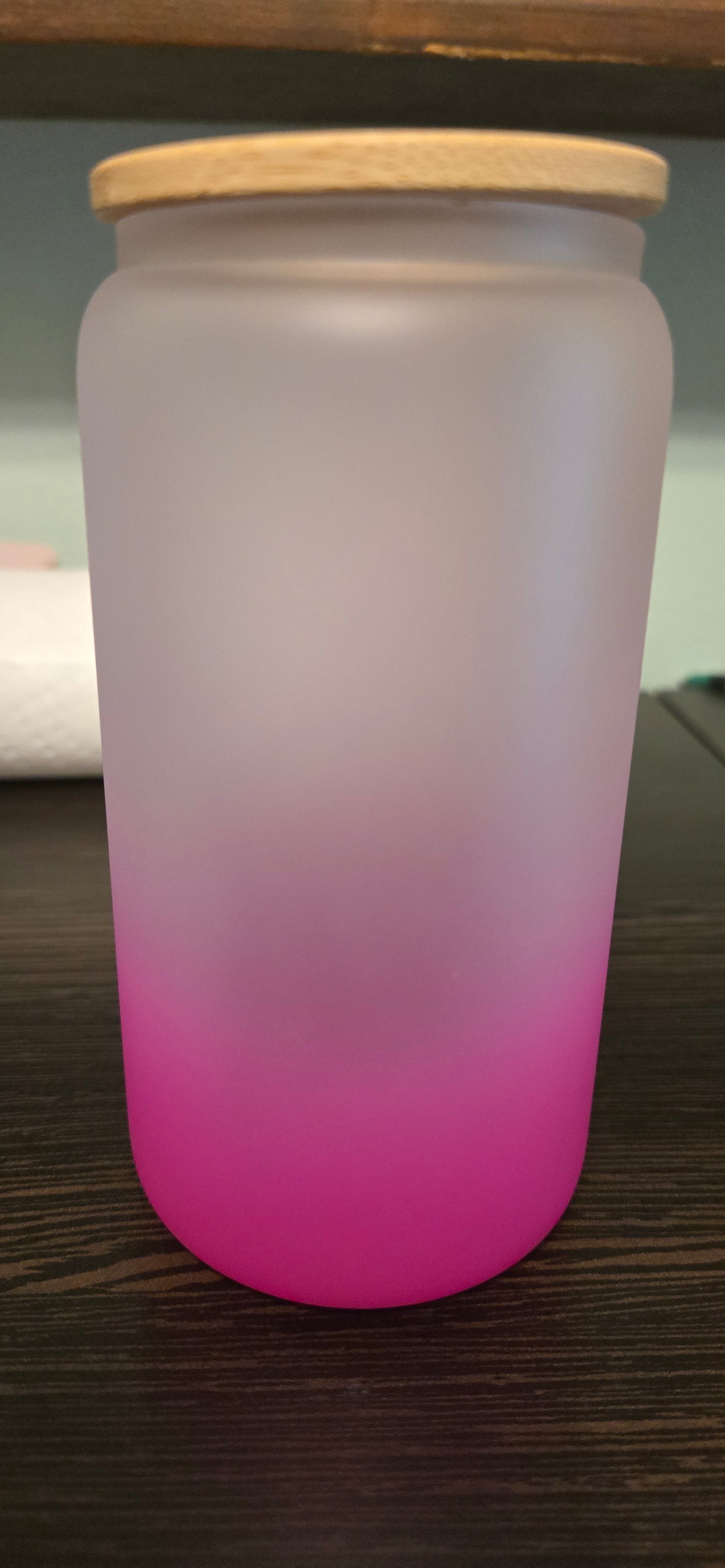 Pink Frosted glass can