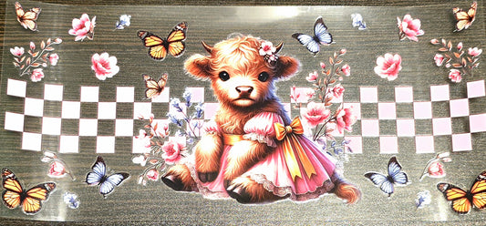 #122. Highland Cow In Pink Dress