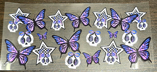 #125., Purple Butterflies & Skulls