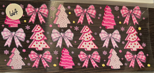 #554 Pink Christmas Trees and Bows