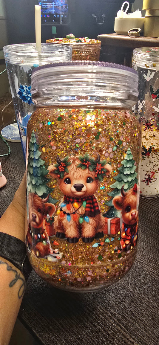 Mason Jar Highland Cow Christmas