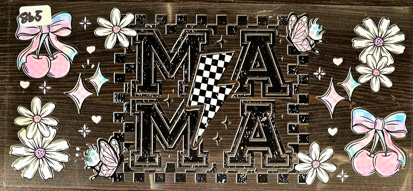 #865 Checkered Mama with cherries and flowers