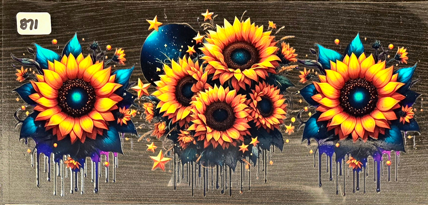 #871 Sunflowers with dark blue drip