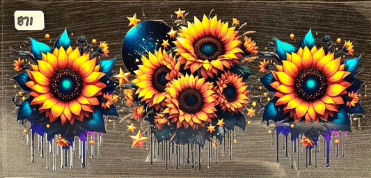 #871 Sunflowers with dark blue drip