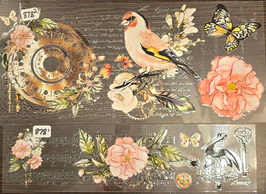 #878 Music notes, Canary with Butterfly