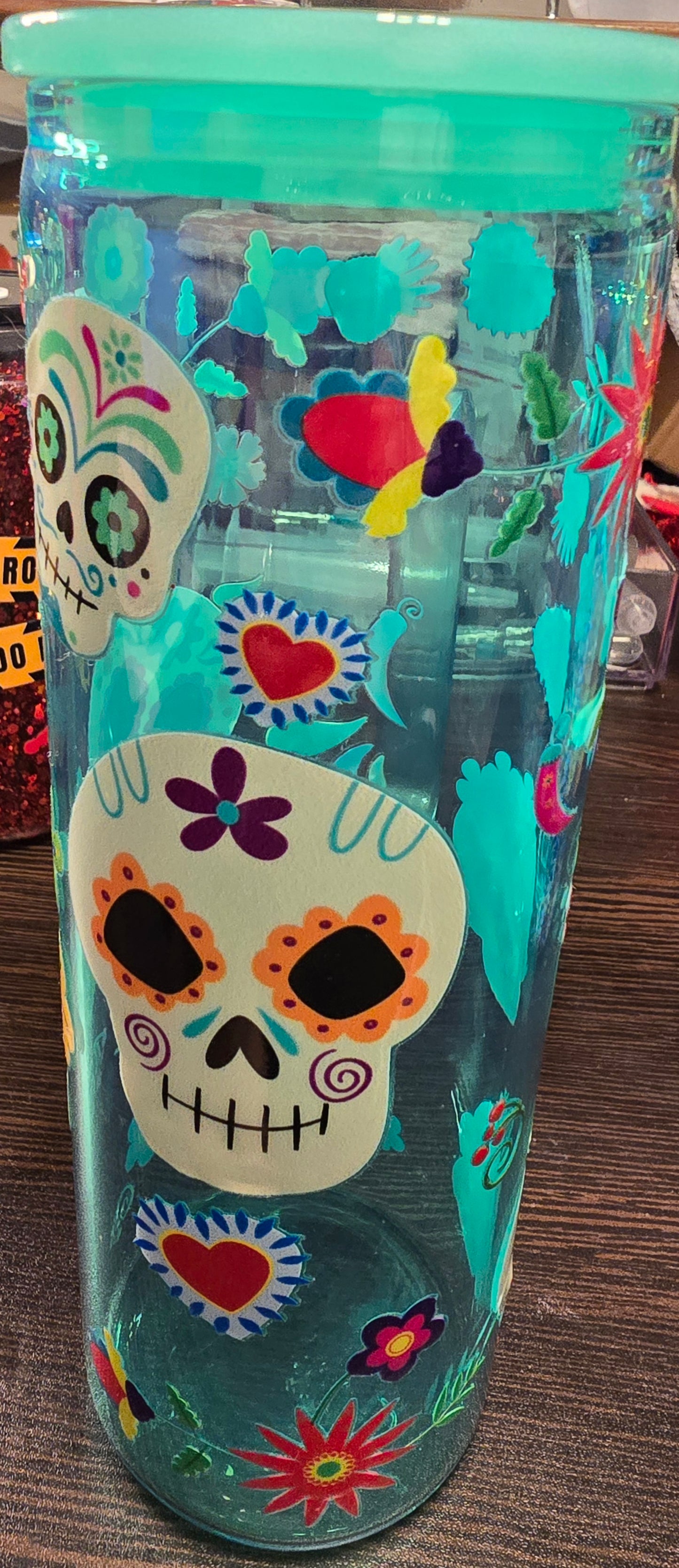 Skull glass tumbler with handle 20 oz