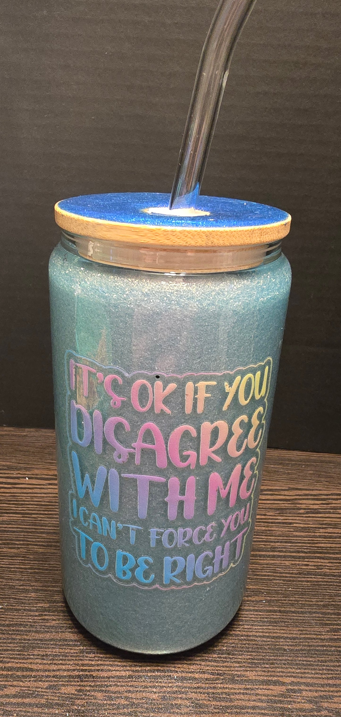 Ready to ship-Glass 16 oz tumbler.