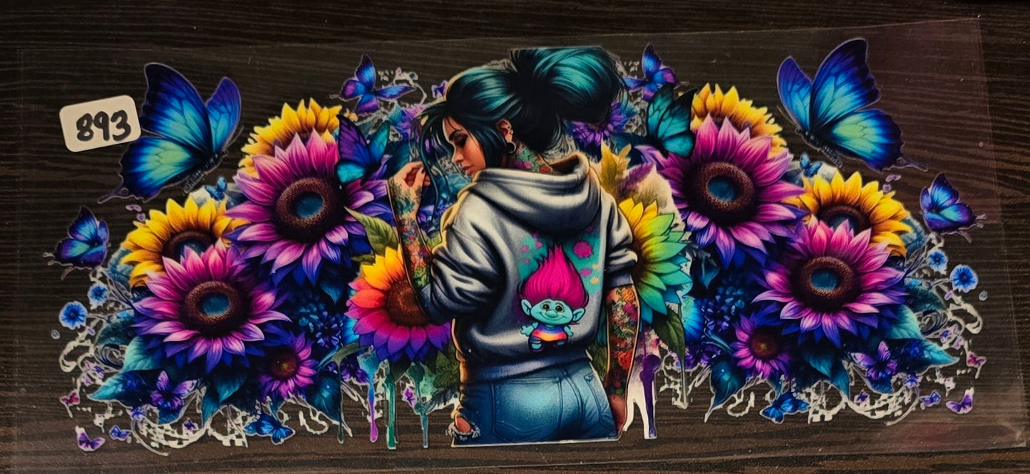 #893 Butterflies and flowers with girl