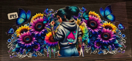 #893 Butterflies and flowers with girl