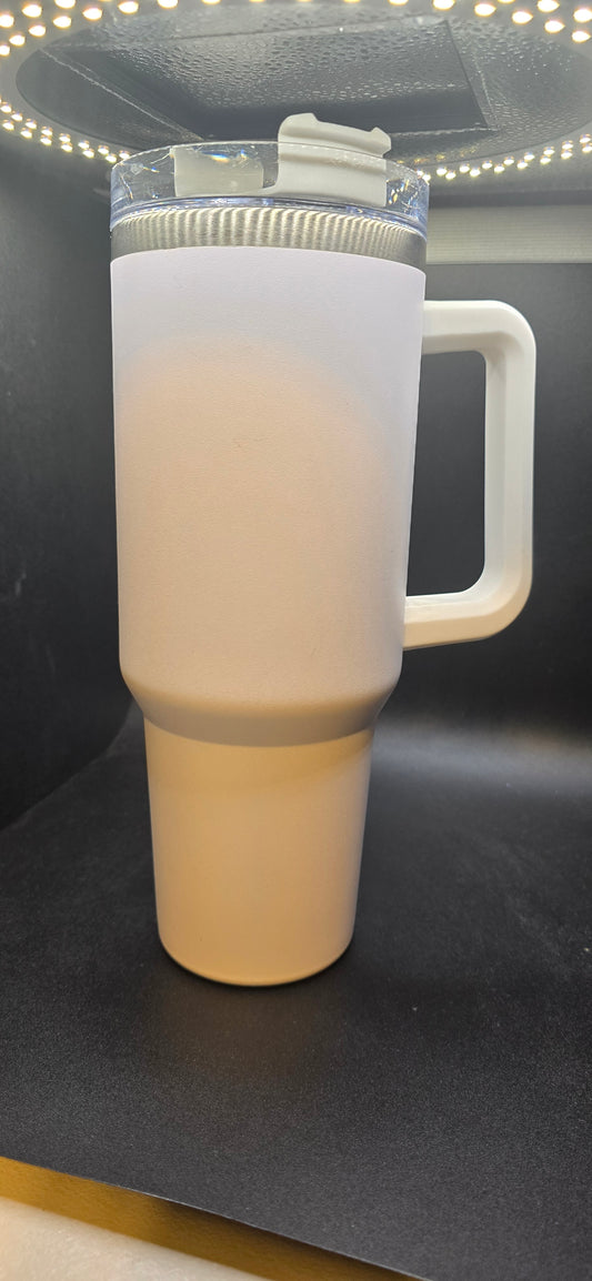 40 0z White Stainless Steel Tumber