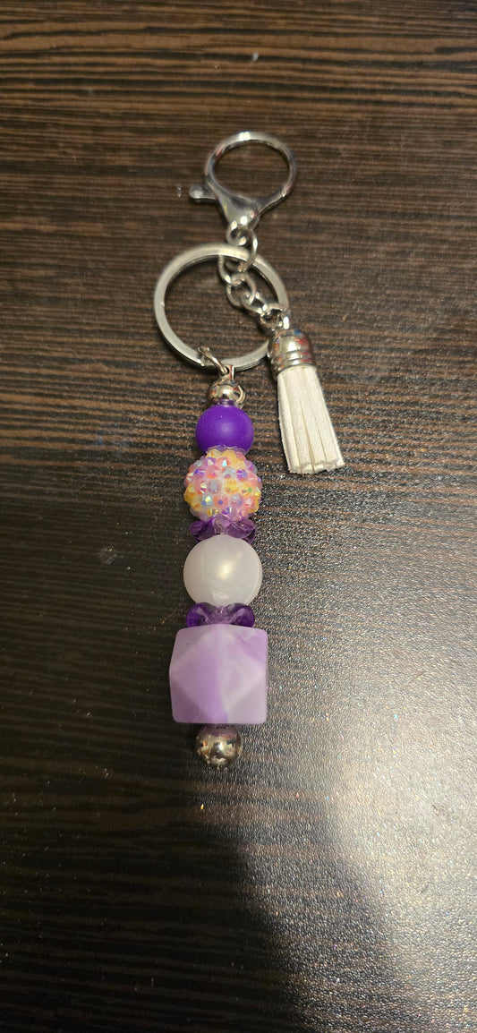 Purple and lavender purse charm/keychain