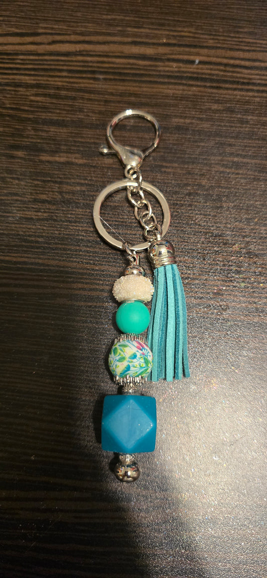 Turquoise and blue purse charm/keychain