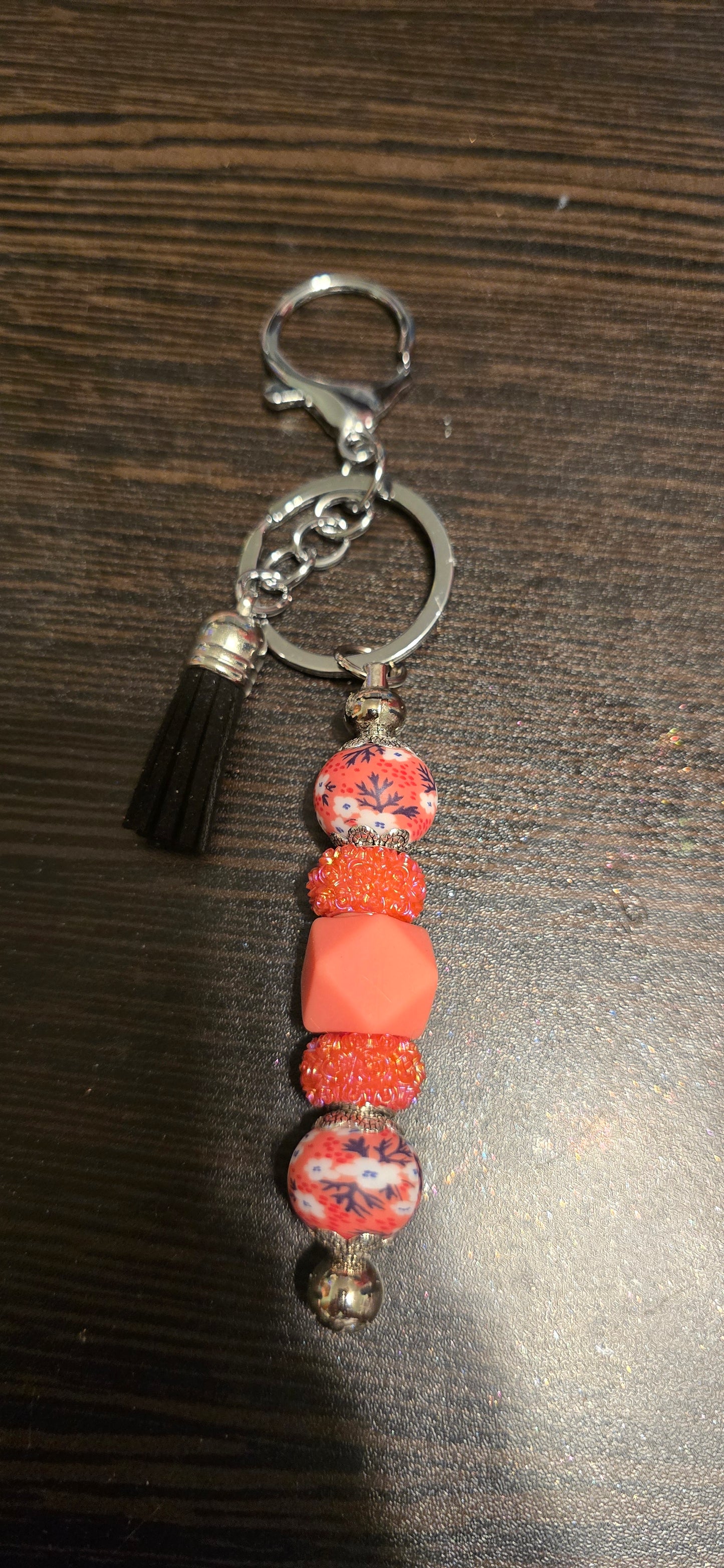Orange and coral purse charm/keychain