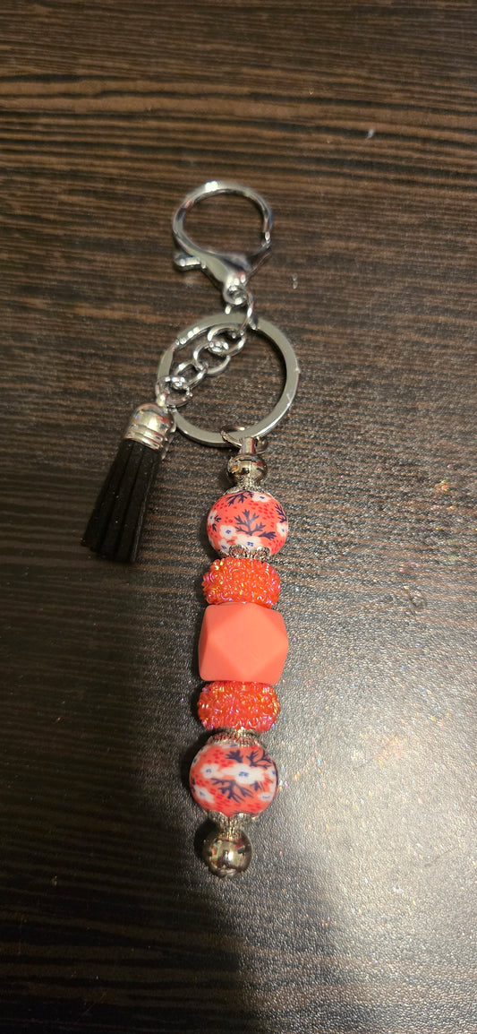 Orange and coral purse charm/keychain