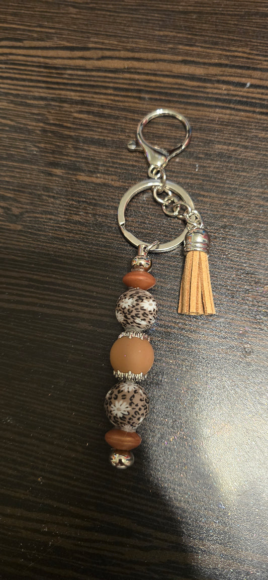 Leopard and burnt orange Purse charm