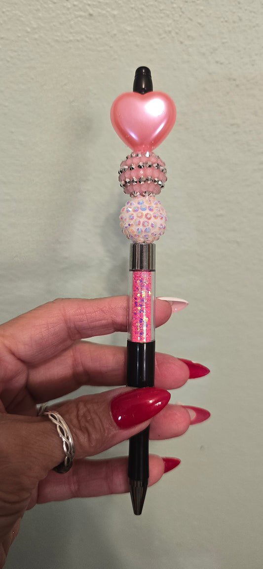 Pink Heart Glitter Pen