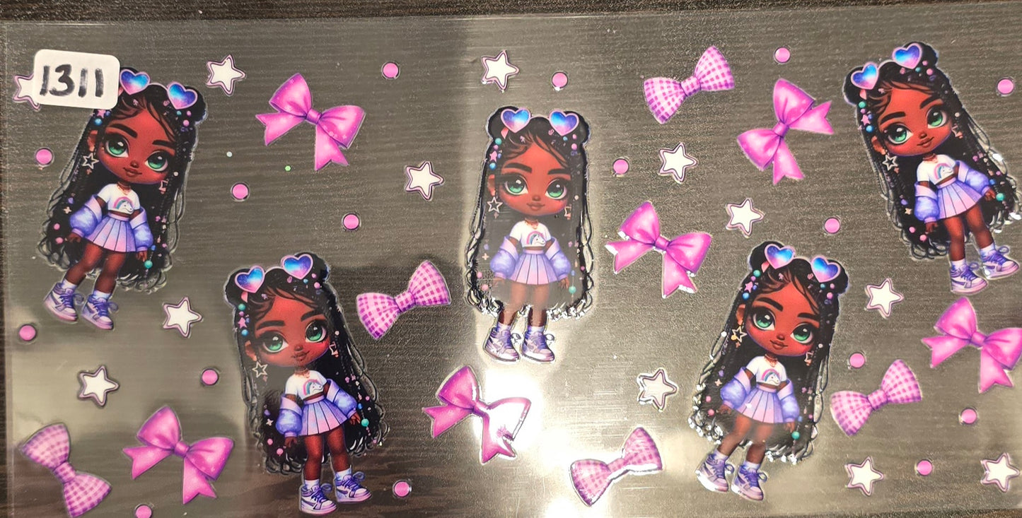 #1311 Little girl with bows and stars