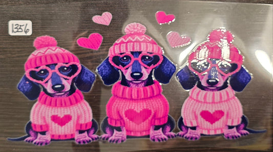 #1356 Dogs in Pink sweaters