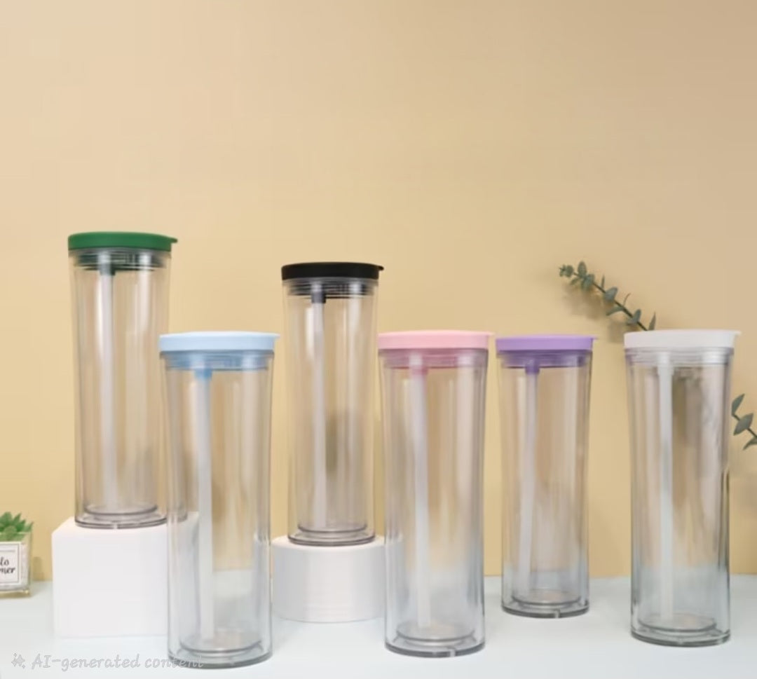 20 oz slim Acrylic snow globe tumbler w/flip top lid