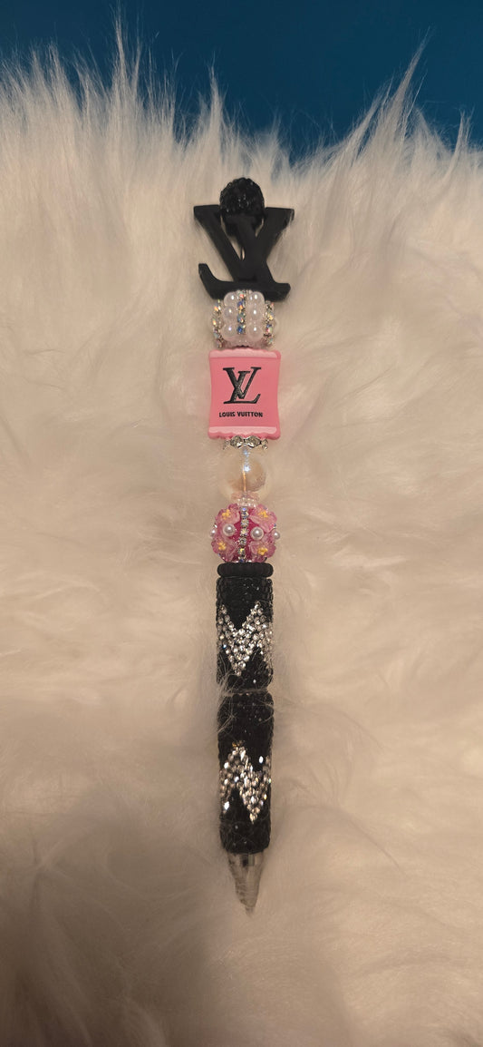 Black LV rhinestone pen