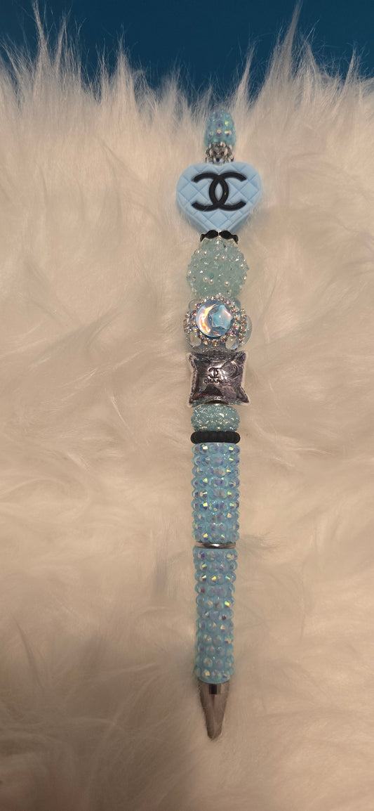 Blue CC Rhinestone pen