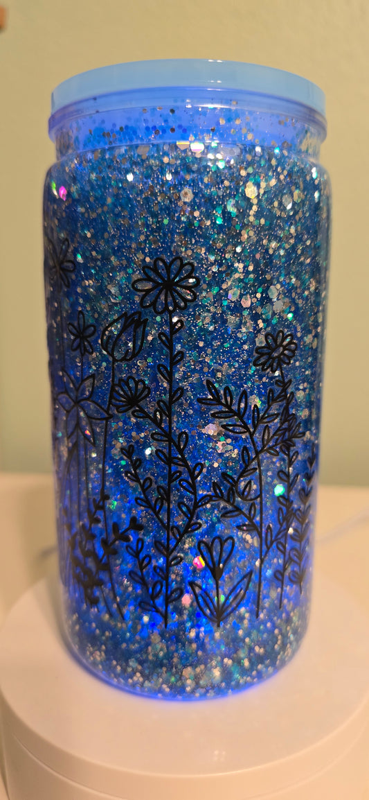*SOLD* Pre-made blue cup with black flowers
