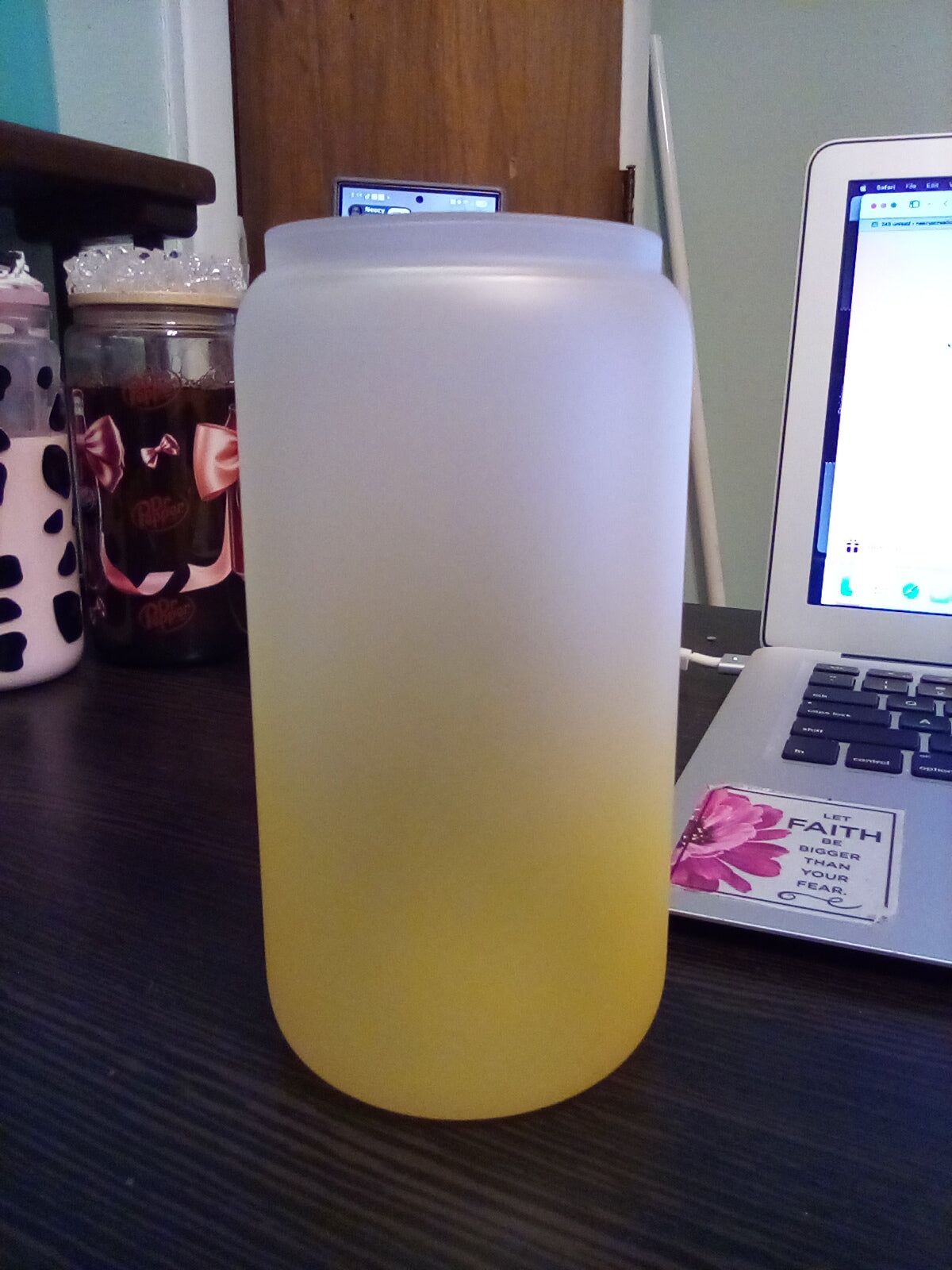 YELLOW FROSTED GLASS CAN