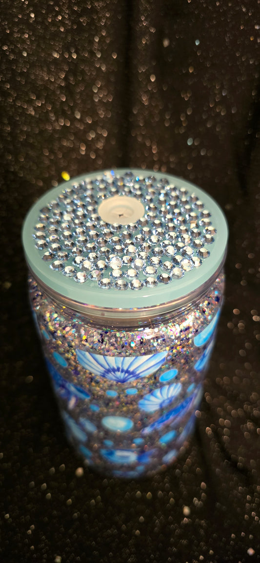 *SOLD* Pre-made 16 oz Turtles with blinged lid.